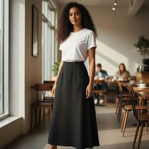 Raymonds of Salt Lake City Vintage Black Maxi Skirt A-Line High Waist Crepe